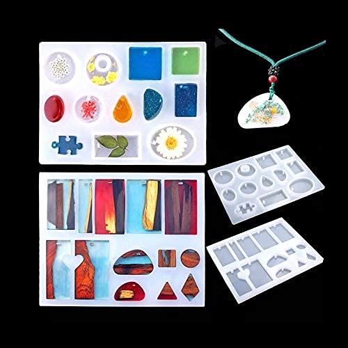 HASTHIP® 218PCS Silicone Resin Art Kit Set Resin Moulds for Jewellery Making with Storage Bag Mould for Epoxy Casting Molds Craft DIY White
