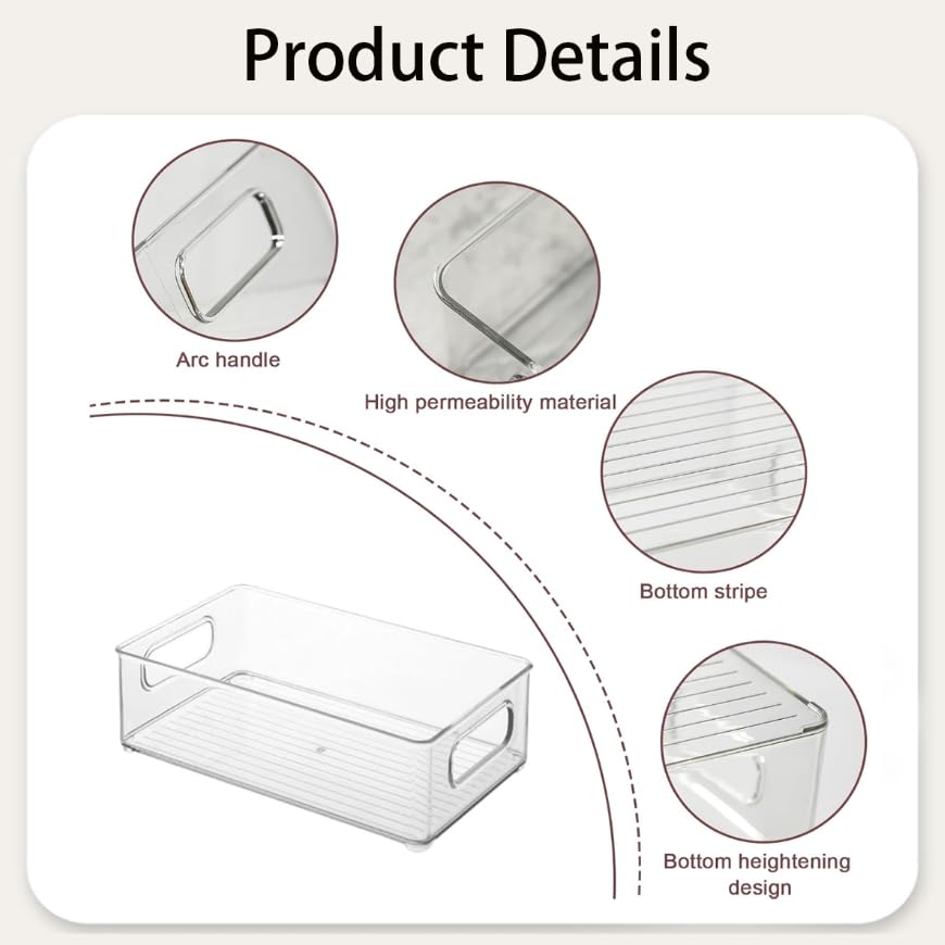 ZIBUYU Clear Fridge Storage Bins for Refrigerator Organization with Handles & Stackable Design | 3 Pcs Food-Grade Plastic Containers