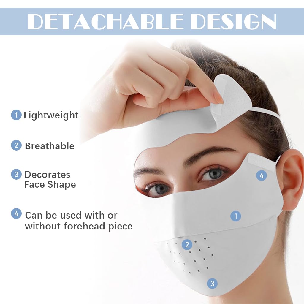 Venzina Face Mask for Sun Protection with UPF 50+ and Removable Forehead Piece | Grey Ice Silk Cooling Cover for Women