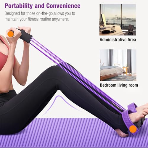 Proberos® 6-Tube Natural Latex Tension Rope Resistance Band Set for Workout Home Gym Stretching Durable NBR Material Non-Slip Foam Pedals Handles Portable Fitness Equipment Men Women 2 PCS