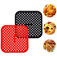 HASTHIP® 2Pcs Air Fryer Liners, 8.5 Inch Air Fryer Silicone Baking Tray, Air Fryer Accessories, Non-Stick Air Fryers Basket Oven Accessories, Square Air Fryer Oven Pads (1 Red + 1 Black)