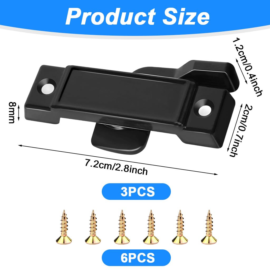 ZIBUYU Sliding Window Locks 3 Pack with Screws for Home Safety featuring Zinc Alloy Build | Child Proof Design