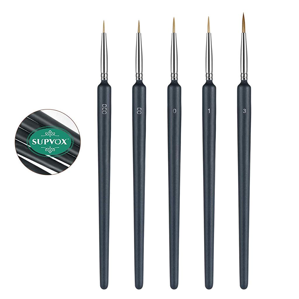 Supvox® Painting Brushes Set, Professional Wolf Fine Tip,Paint Brush Set with Nylon Hair Detail Detailing Painting Drawing (5 PC)