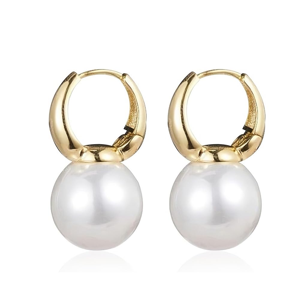 ZIBUYU Pearl Earrings for Women with Secure Closure and Gold Plated Finish | Elegant Gift