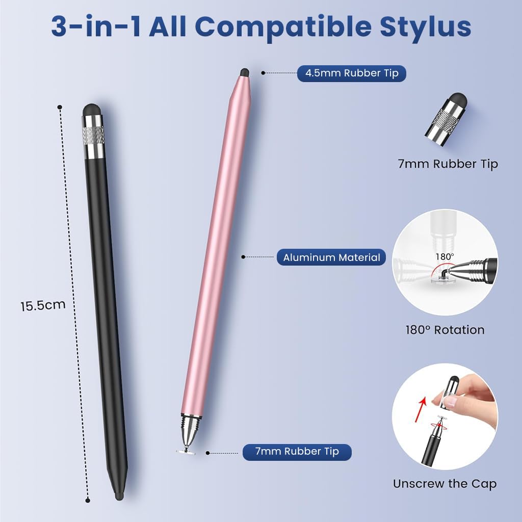 ZORBES Stylus Pens for Touch Screens with 8 Replacement Tips and 2 Disc Tips | Metal Design