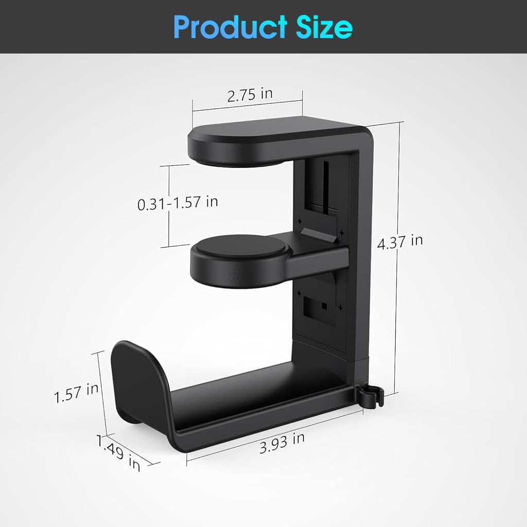 ZORBES PC Gaming Headset Holder for Under Desk Use with 360° Swivel Arm and Cable Clip
