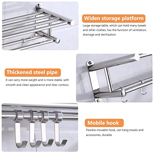 HASTHIP® Towel Holder Wall Towel Rack, 2-Layer Towel Hanger/Rack Stainless Steel Towel Rack for Bathroom/Towel Stand/Hanger/Bathroom Accessories