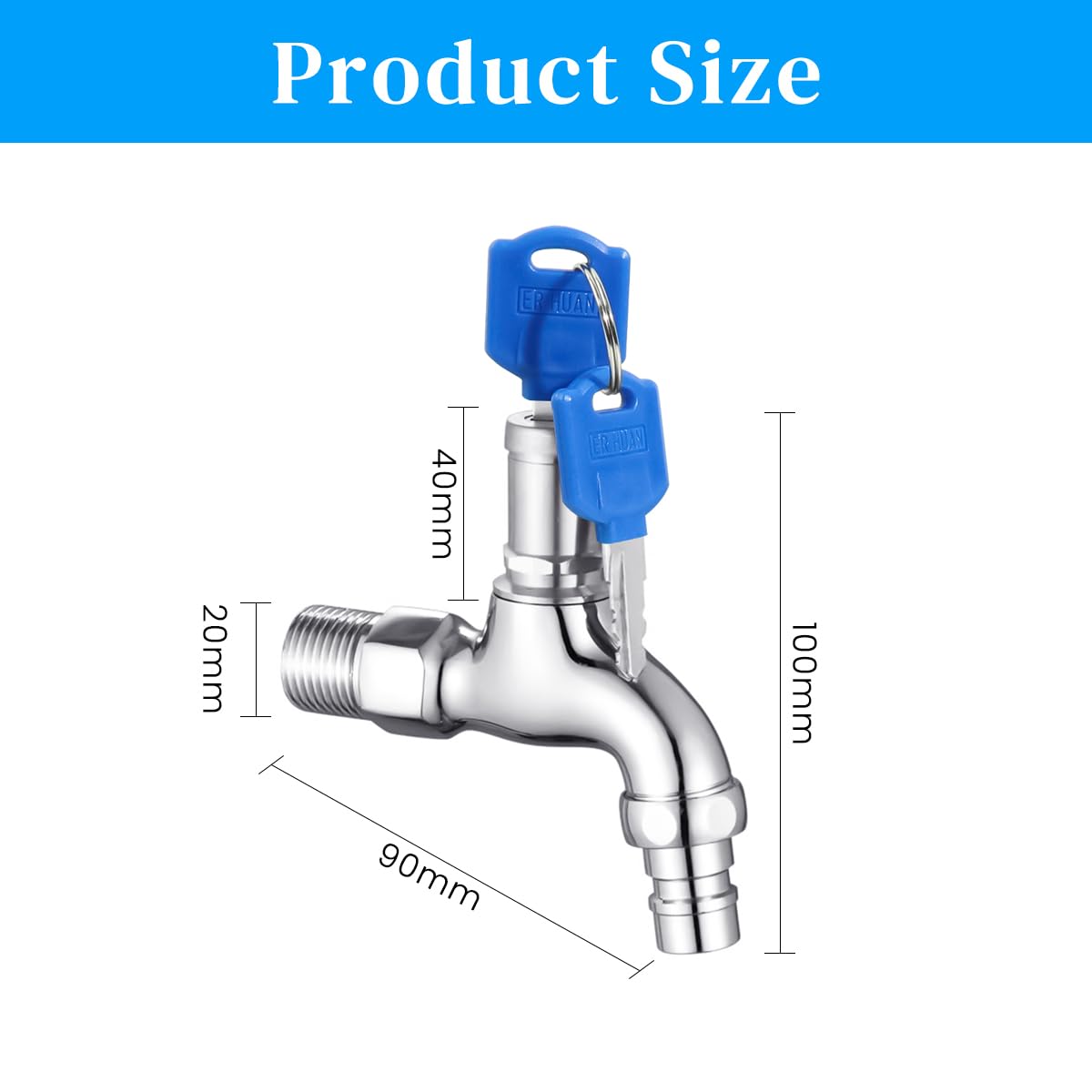 HASTHIP Outdoor Faucet Lock System for Garden Use with Built-in Lock & 4 Keys | Stainless Steel 1/2 Inch Connection
