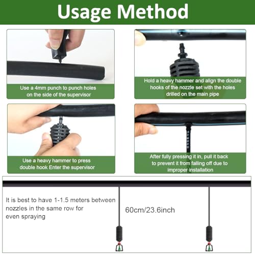 HASTHIP 10Pcs Hanging Sprinklers  23.6 inches Suspended Sprinkler Hanging Rain Fall Sprinkler Rotary Sprinkler Irrigation System Over Head Line Sprinklers for Greenhouses, Garden