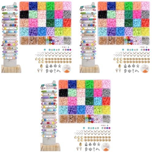 SANNIDHI® 14400PCS Clay Beads for Jewellery Making Kit 24 Colors Polymer Flat Beads Set Alphabet with Charms DIY Craft Gift for Kids Activity Girls Women