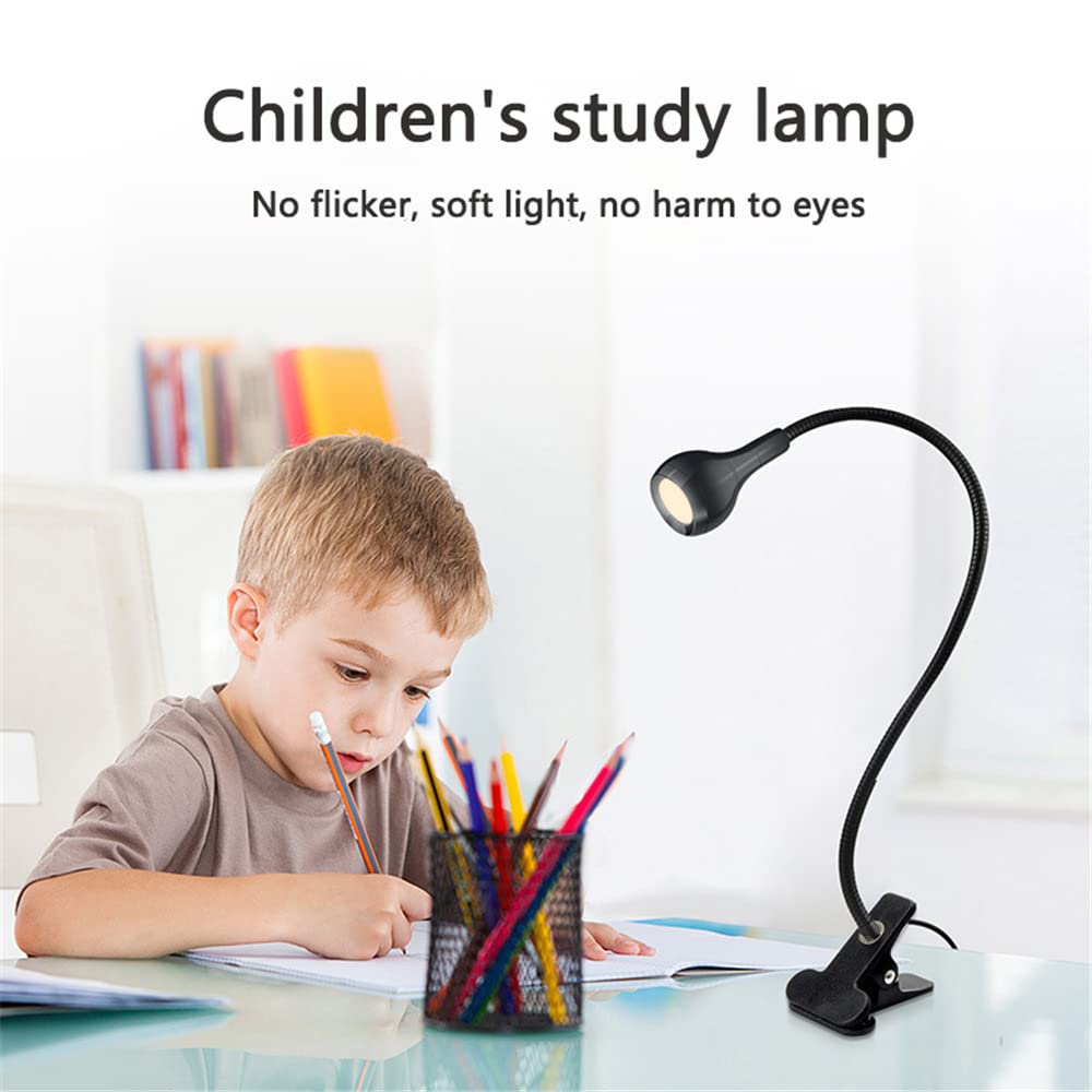 ELEPHANTBOAT LED Desk Lamp for Reading and Working with 11.8 in Flexible Gooseneck | USB Clip Light
