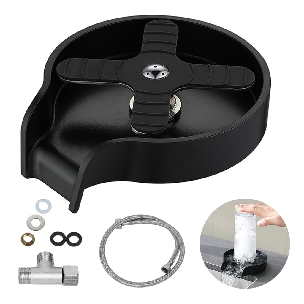 Supvox Glass Rinser for Kitchen Sink with 4.3 in Diameter and Press Down Spray | Stainless Steel Cup Washer