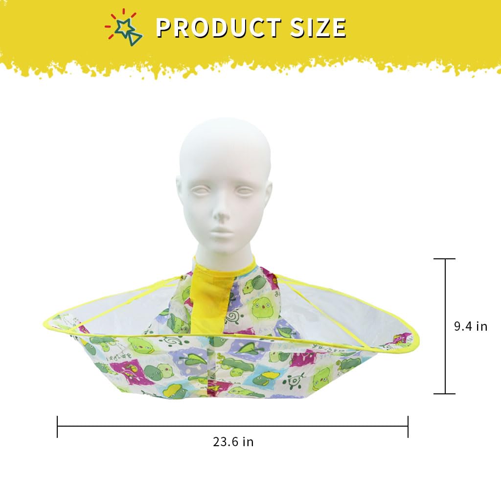 SNOWIE SOFT® Hair Cutting Cape for Kids, Cute Umbrella Haircut Cape, Clear Foldable Salon Barber Cape Cloak Hair Catch Cape for Boys Girls - Adjustable Neck Size, Waterproof