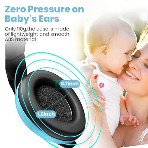SNOWIE SOFT® Noise Cancellation Ear Muffs for Kids Baby Toddler Noise Reduction 0-3 Years Old Flight Sleep Travel Blue 2 PCS
