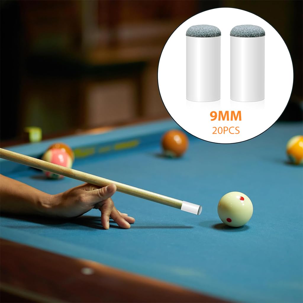 Proberos Cue Tips for Pool and Snooker featuring Slip-On 9mm Design with Plastic & Leather | 20 Pcs
