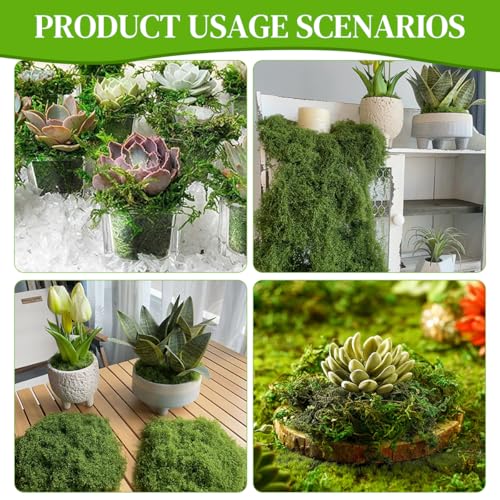 HASTHIP® Realistic Moss for Planter Decorative Fake Miniature Garden Decor 200g Dark Green 2PCS