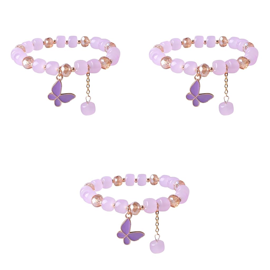 Zibuyu Butterfly Crystal Bracelets featuring Enamel Charms and Tassel Design for Women | 3PCS