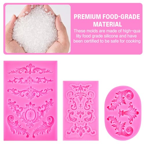 HASTHIP® Fondant Silicone Molds Set of 6PCS Intricate Fancy Food Grade for Gum Paste Chocolate Multipurpose for Cake Design