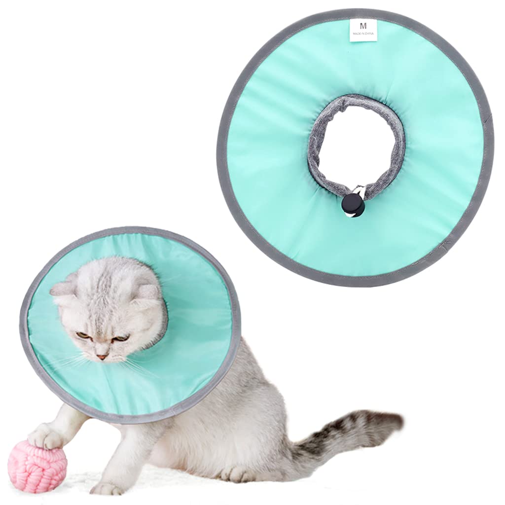 Qpets® Cat Cone Collar Adjustable Size Cats Cone Collar, After Surgery for Anti-Licking Cat Cone Collar, Surgery Recovery Collar for Pet (M, Diameter 25cm)