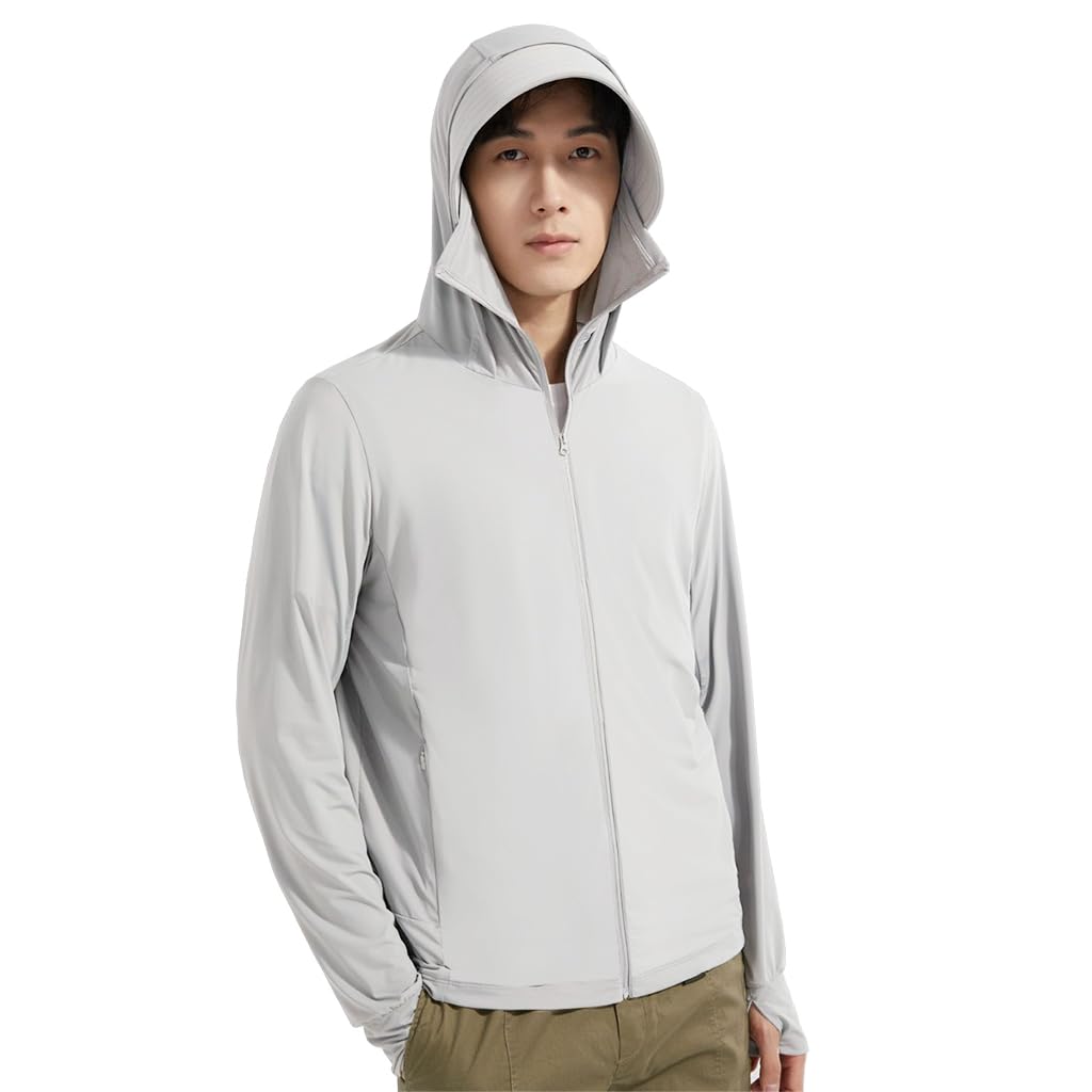 GUSTAVE Sun Protection Jacket for Men with UPF 50+ and Zip Hoodie | Ice Silk Lightweight Breathable Design