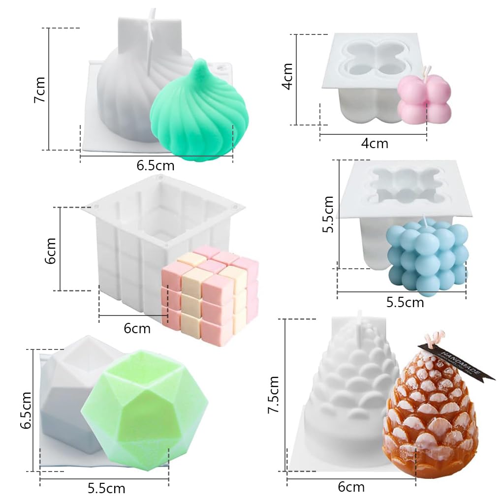 HASTHIP Silicone Candle Molds Set for DIY Candle Making with Flexible Non Stick Design | Reusable for Wax, Resin and Soap Crafts
