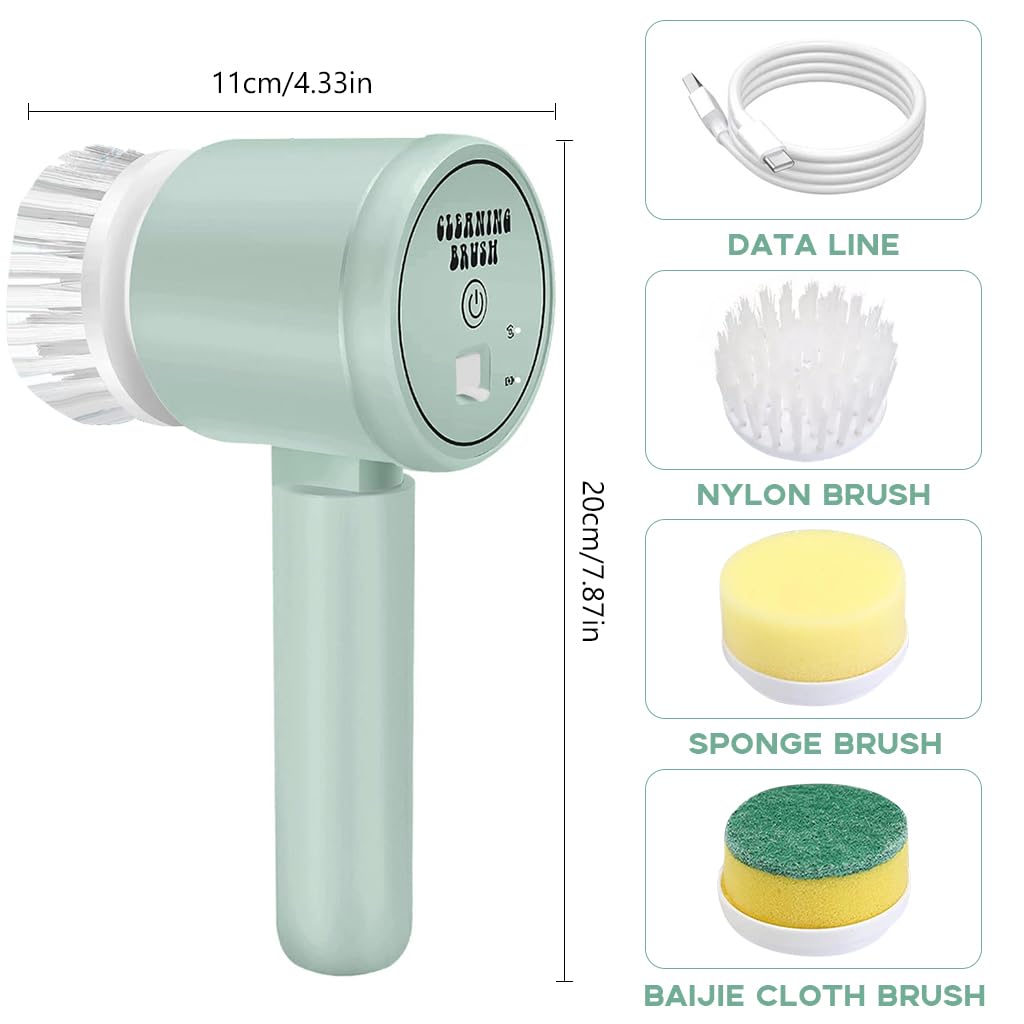 Serplex Electric Cleaning Brush for Kitchen and Bathroom with 2 Speeds and 120 min Runtime | Featuring Folding Handle and 3 Replaceable Brush Heads