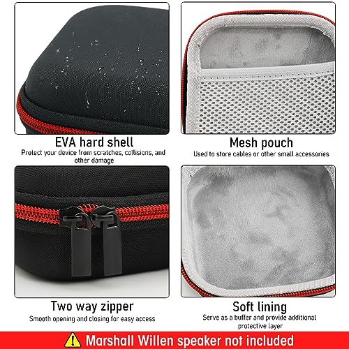 Zeitel® Carrying Case for Marshall Willen Portable Cover for Speakers with Hand Strap Anti-Scratch EVA Case Bluetooth Speaker 3PCS