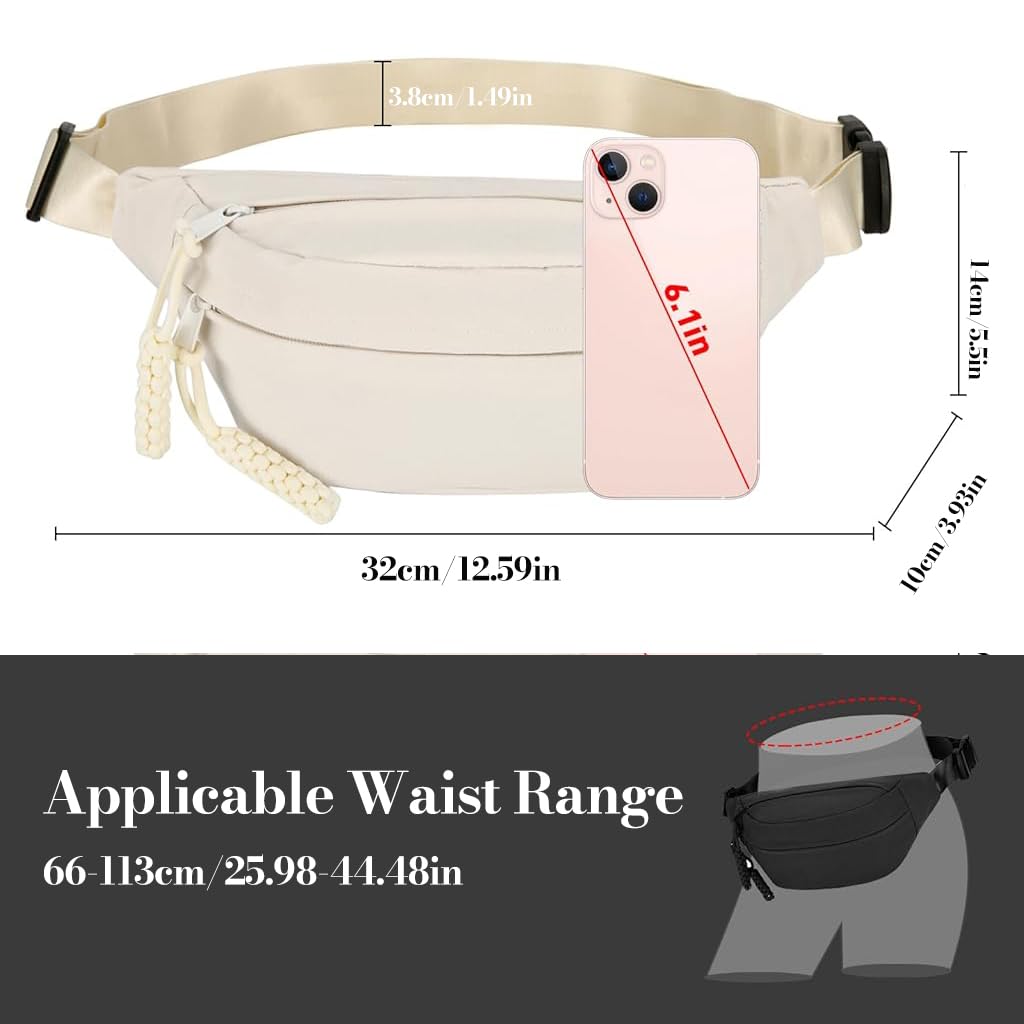 ZIBUYU Waist Bag for Men with Double Layer Storage and Adjustable Strap | Waterproof Nylon Travel Chest Pack