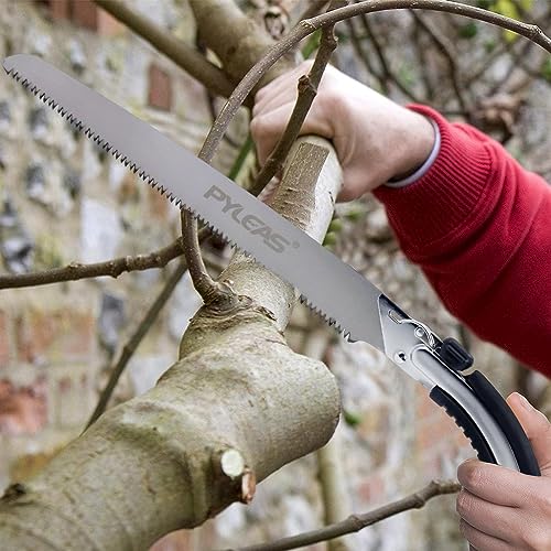 HASTHIP® Hand Saw Gardening Pruning Hand Powered Saw With Blade Protective Sleeve 13.7 Inches Sk5 Steel Densed Teeth Hand Saw Multi Purpose Hand Saw For Pruning, Gardening, Sawing Branches