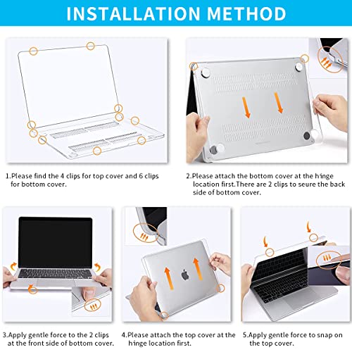 HASTHIP® Laptop Case Cover for New MacBook Air 13.6 Inch M4 A3240 M3 A3113 M2 A2681 Retina Display Touch ID 2025 2024 2022 13 Plastic Hard Shell Protective 3 PCS