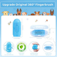 Qpets® Dog Toothbrush, Pet Teeth Cleaning Set Soft Silicone Finger for Dog, Protecting Dog Dental Health Pets Oral Care Supplies, Dog Toothbrush Index Finger Sleeve with Storage Case, Blue