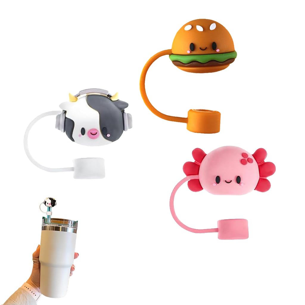 ZIBUYU Silicone Straw Tips for Stanley Cups with 10mm Fit featuring Crab Cow Hamburg Designs