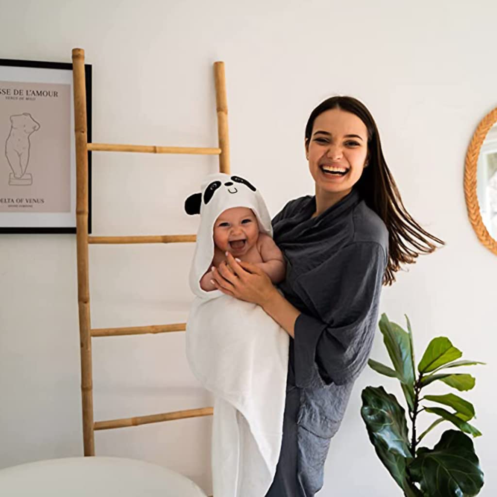 SNOWIE SOFT® Baby Bath Towel for New Born Panda Design Premium Organic Ultra Soft Baby Bathing Towel Bamboo Baby Blanket Hooded Bath Towel for Baby Boys and Girls (90cmx90cm) - Panda