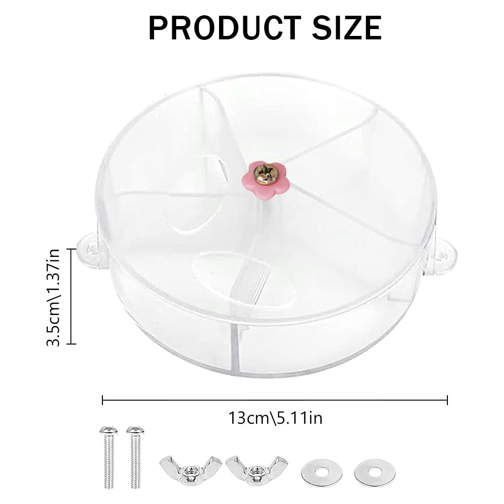 Qpets Bird Feeder for Cage with 5 Rotatable Compartments and 13 x 13 x 4 cm Acrylic Tray