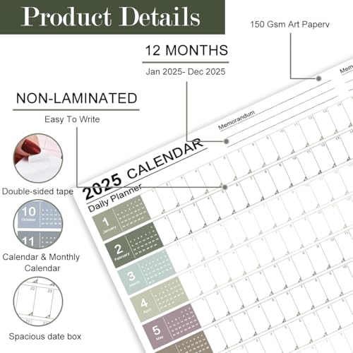 OFIFO® 2025 Planner Desk Pad Calendar with Motivational Stickers Table Year Large Size 29x20 Poster Study Home Decoration Items 3PCS