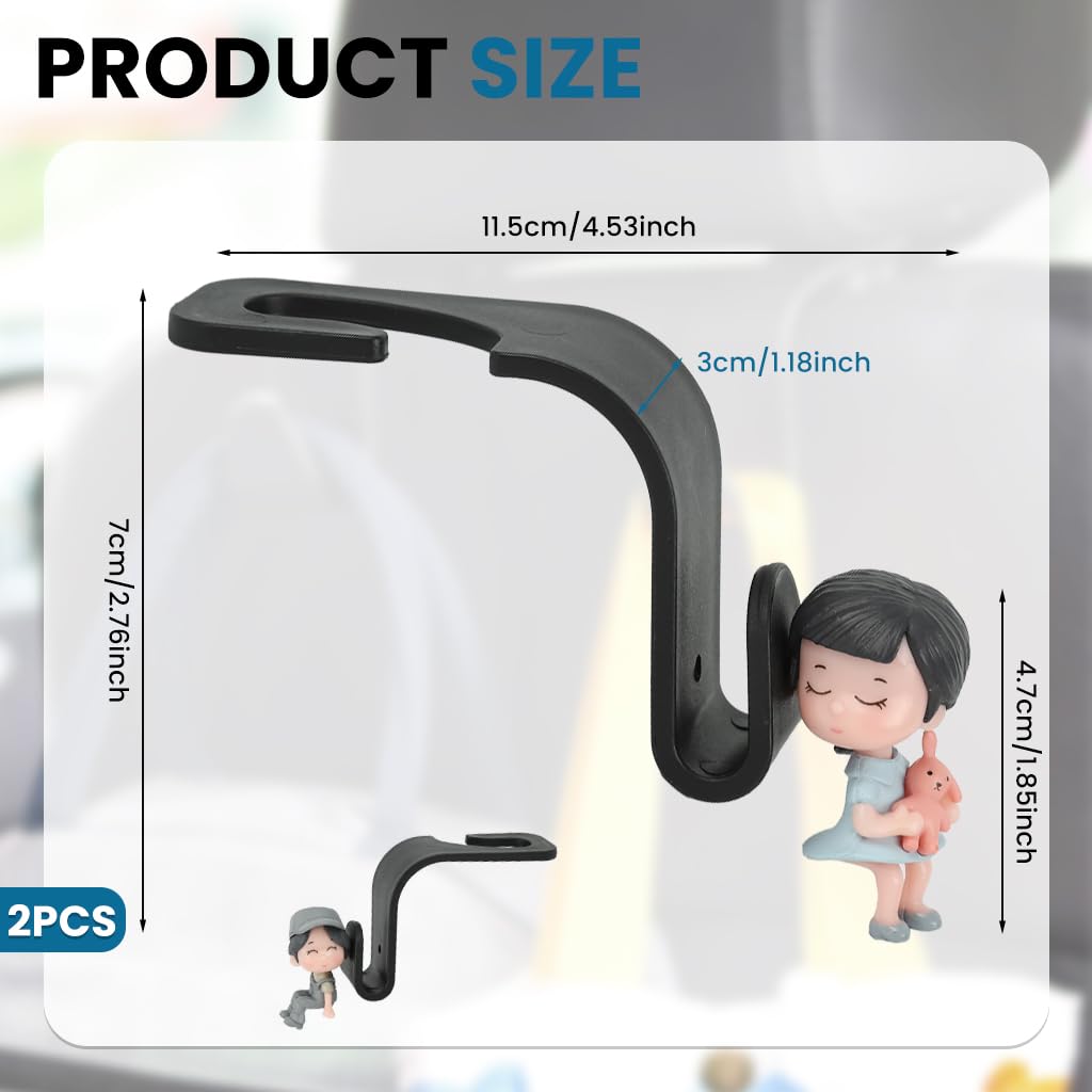 Zibuyu Car Seat Headrest Hook Hanger for Storage and Organization 2 Pcs 15x12x3cm | Universal Plastic Hooks for Most Cars and SUVs