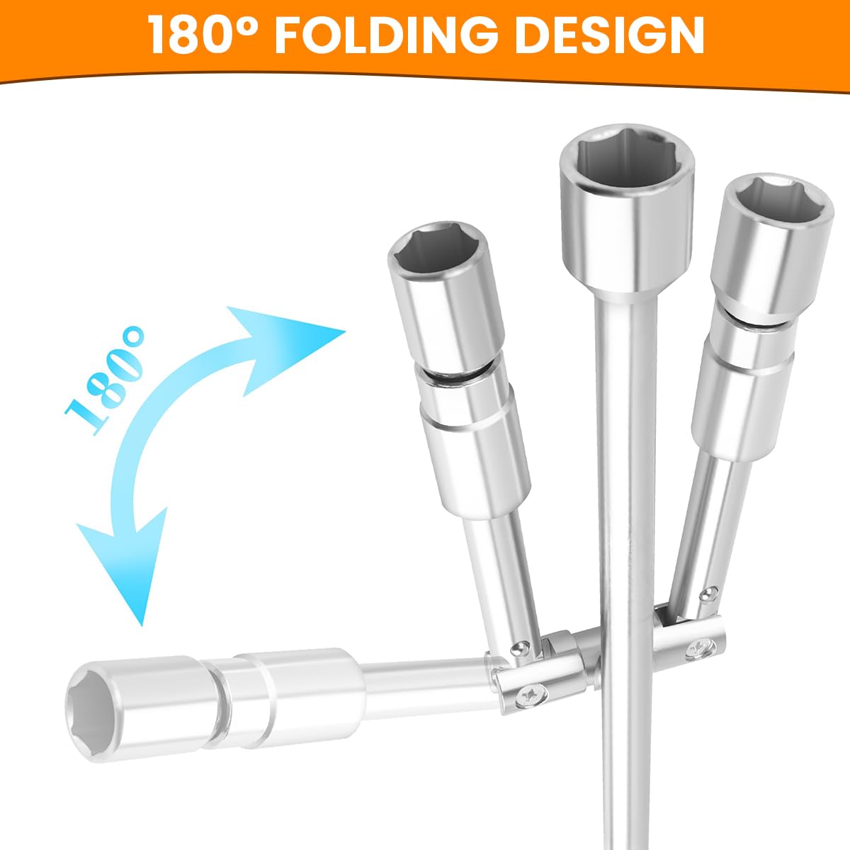 STHIRA Folding Cross Lug Wrench for Car Tire Changing with 17 19 21 23mm Sockets | Chrome Steel