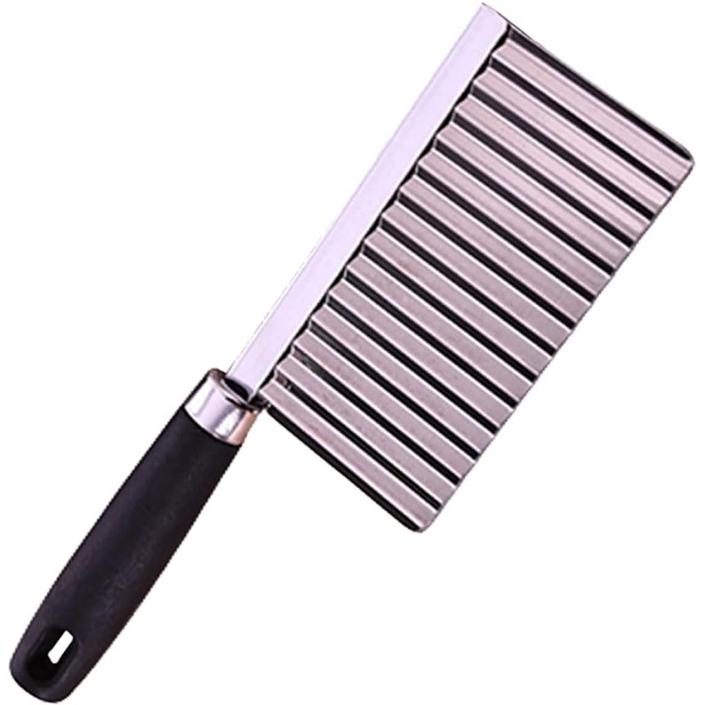 ZIBUYU Crinkle Cutter for Homemade French Fries with Corrugated Blade and Ergonomic Handle