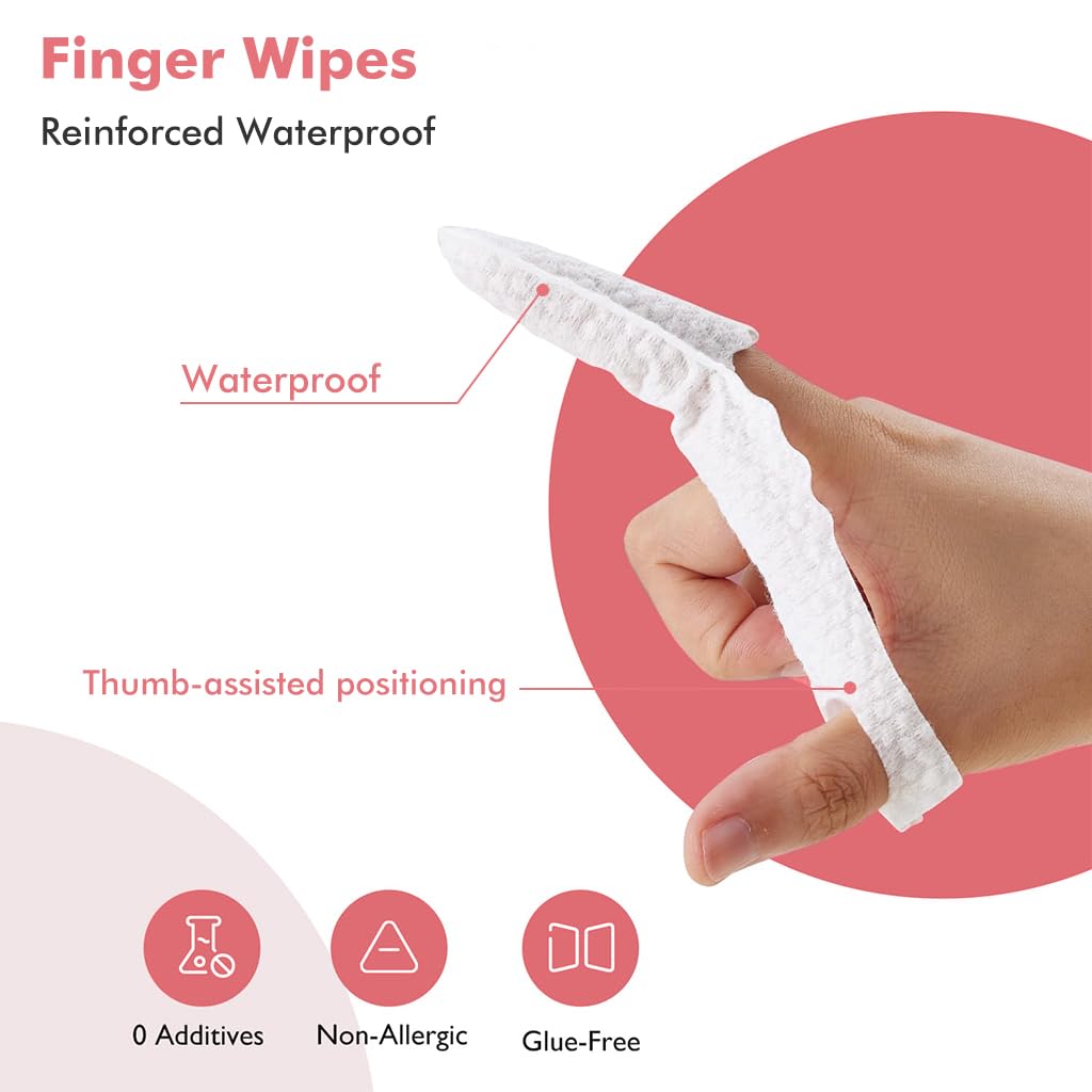 SNOWIE SOFT Baby Teeth Cleaning Wipes 30 pcs for Oral Care with Finger Cot Loop | Gum Safe