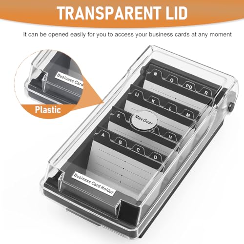 Climberty® Large Capacity Business Card Storage Case with 5 Compartments 40PCS AZ Index Tabs Organizer Credit Card Holder File for 500 Business Cards 24cm x 12cm x 7.5cm