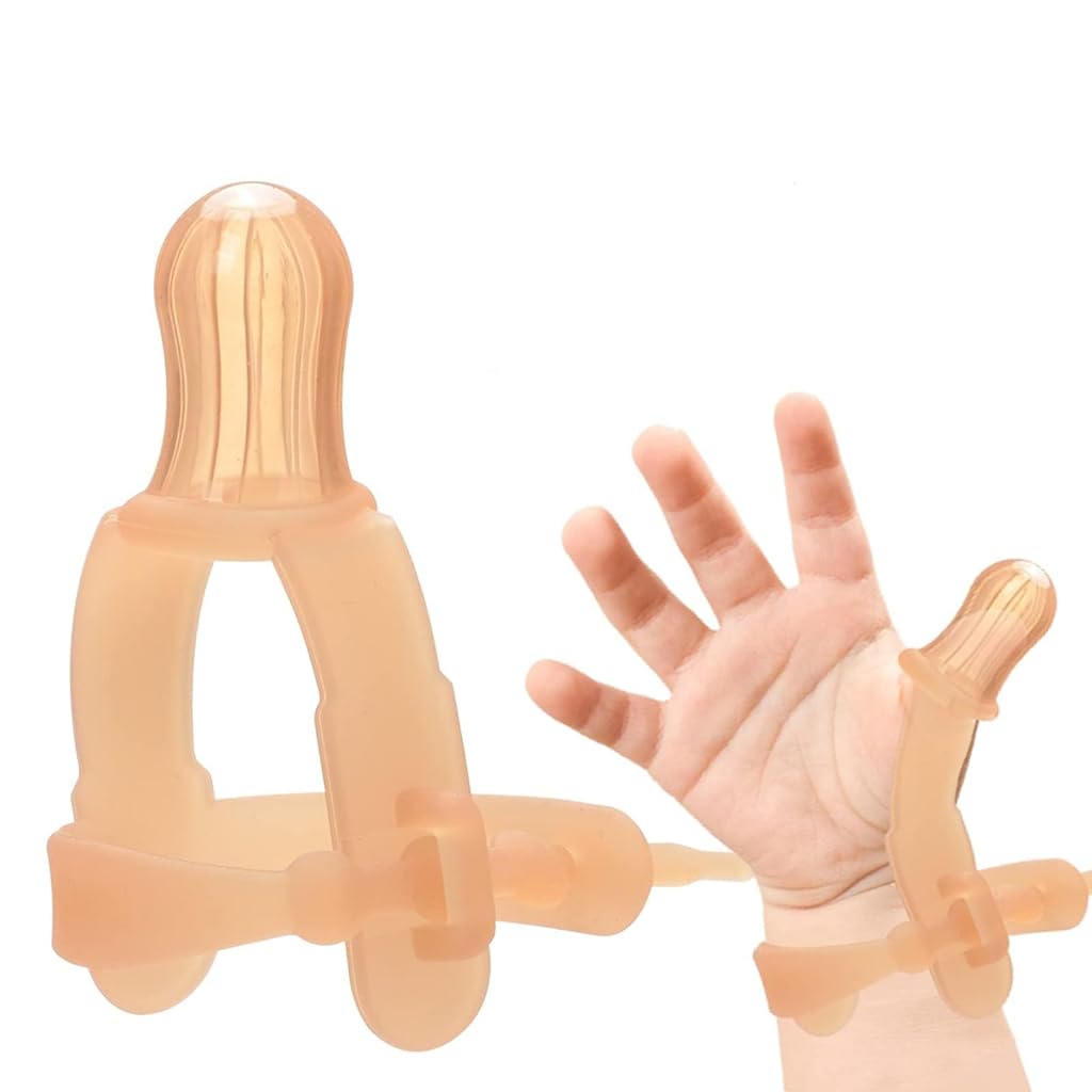 SNOWIE SOFT® Thumb Sucking Stop Thumb Guard for Baby Thumb Sucking Food Grade Silicone Baby Teether Thumb Guards for Hands Treatment Kit for 3-24 Months Baby, Adjustable Wrist Size Max for 1.95"-1.5"