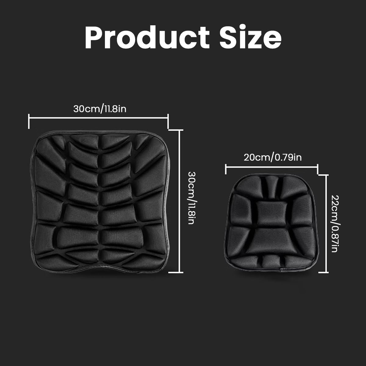 STHIRA Motorcycle Seat Cushions Set of 2 for Long Rides with 3D Anti Skid EVA Memory Foam | Universal Fit