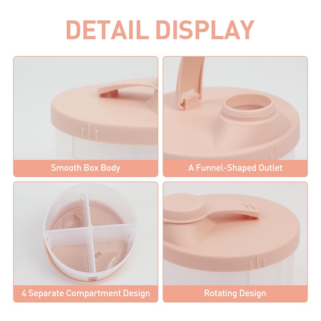 SNOWIE SOFT Baby Formula Dispenser with 4 Compartments and Leak Proof Lid | Food Grade PP Pink