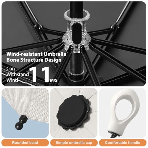 Venzina® Sun Umbrella Travel Compact Folding Umbrella Windproof Rainproof UV Protection Umbrellas with Black Anti-UV Coating Dark Green