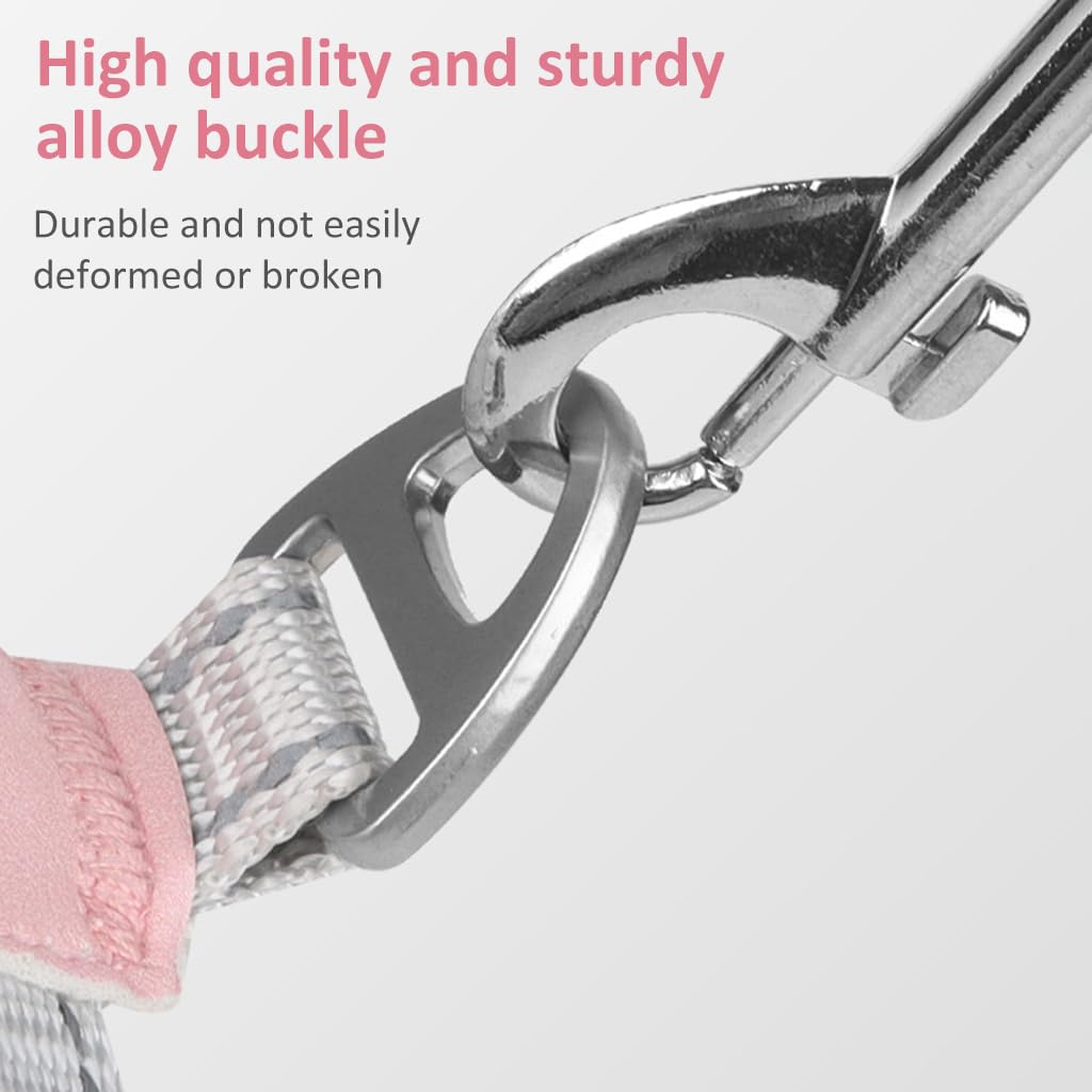 Qpets Dog Harness Leash Set for Small Dogs with 4 Adjustable Straps and Reflective Strap | Pink Nylon Breathable Vest 42–52cm Chest