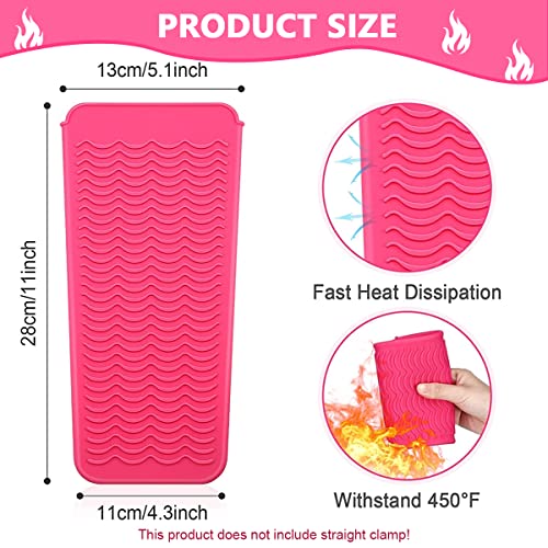 MAYCREATE® Hair Iron Mat, Silicone Heat Resistant Mat Pouch for Hair Styling Tools for Curling Irons, Flat Irons, Hair Straightener, Pink