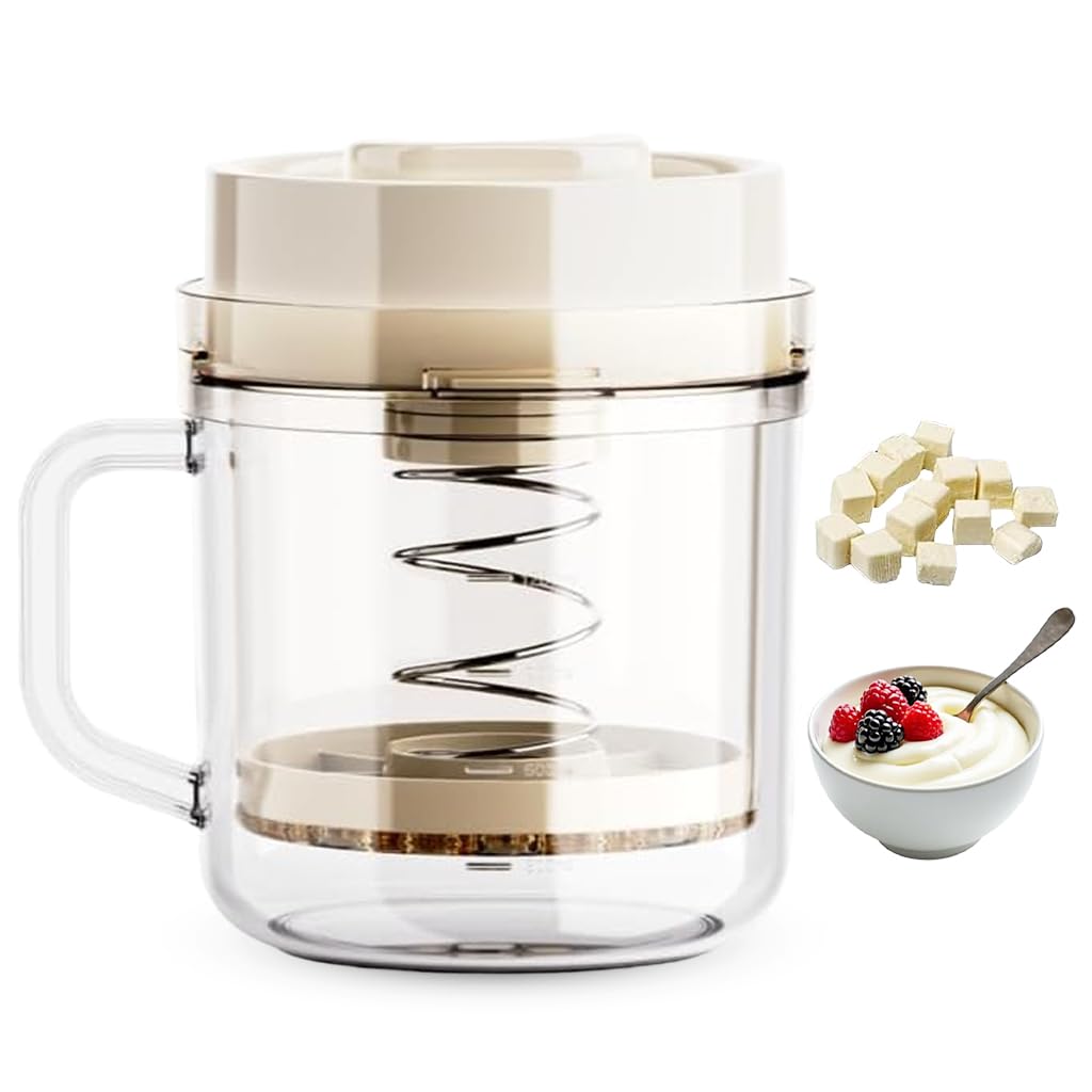 Supvox Yogurt Strainer for Hung Curd with Spring Loaded Press and 1.1L BPA Free Cup | Reusable