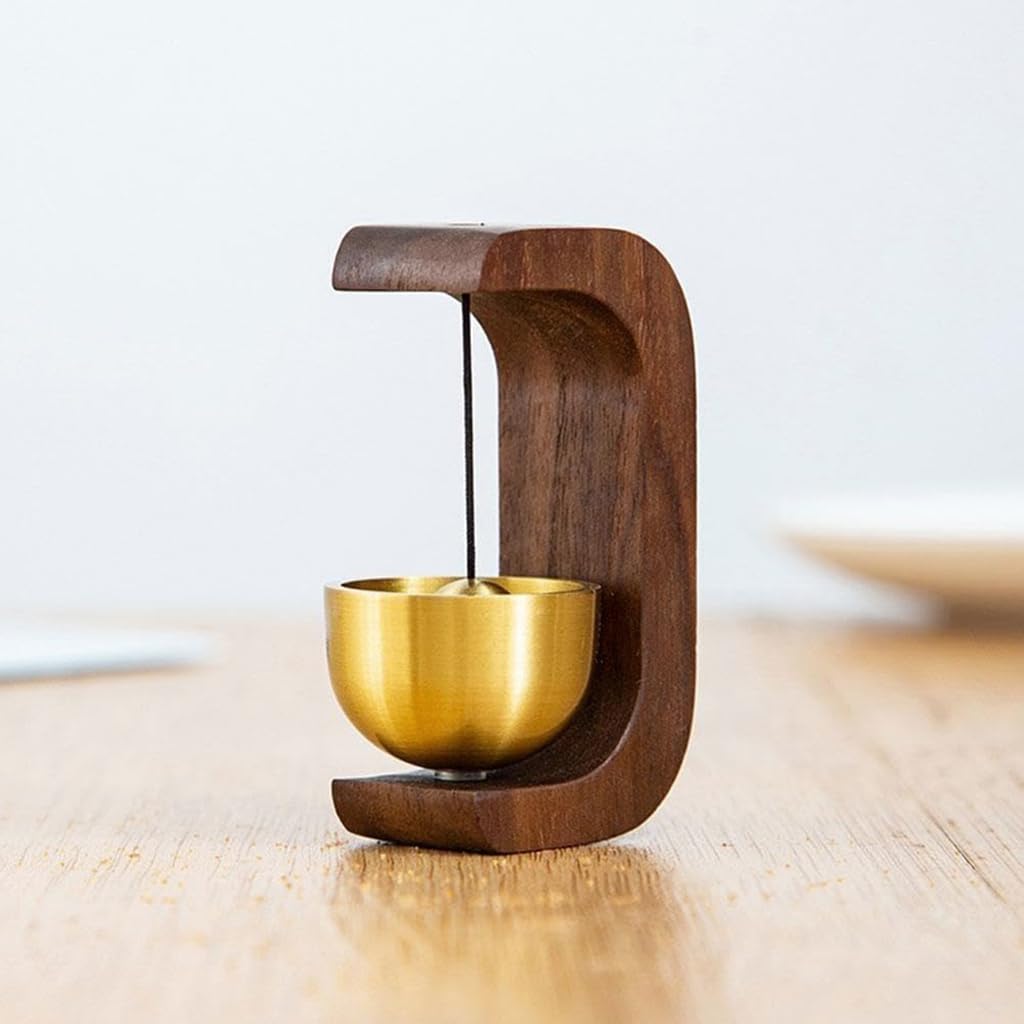 HASTHIP Door Bell for Home with Self Adhesive Magnetic Mount and Walnut Brass Design | Serene Acoustic Chime