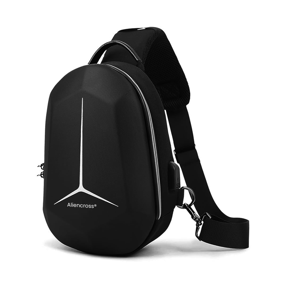 GUSTAVE Sling Bag for Men with 3‑Digital Lock and 20×10×30 cm Waterproof Hard Case | USB Charging