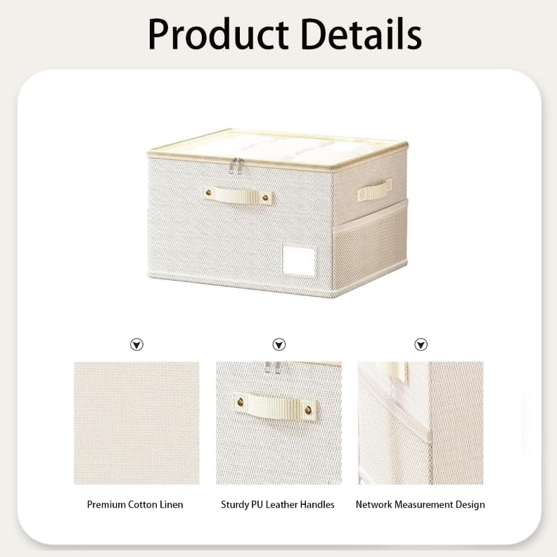 ZIBUYU Foldable Storage Boxes for Clothes and Bedding with Lids and Side Pockets | Washable Oxford Fabric Closet Organizers
